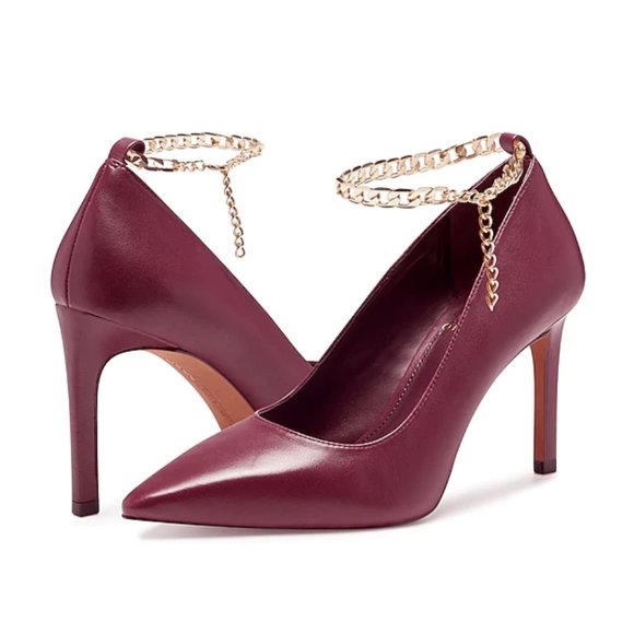 NEW Vince Camuto Women Peddya Elderberry Pointy Heel Anklet Chain Dress Pump - Picture 7 of 7
